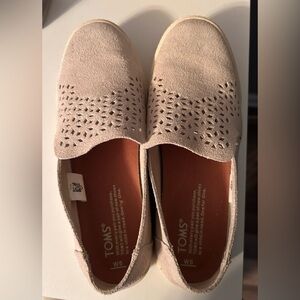 Tom’s slip on shoes. Beige. Size 6. Lightly used.